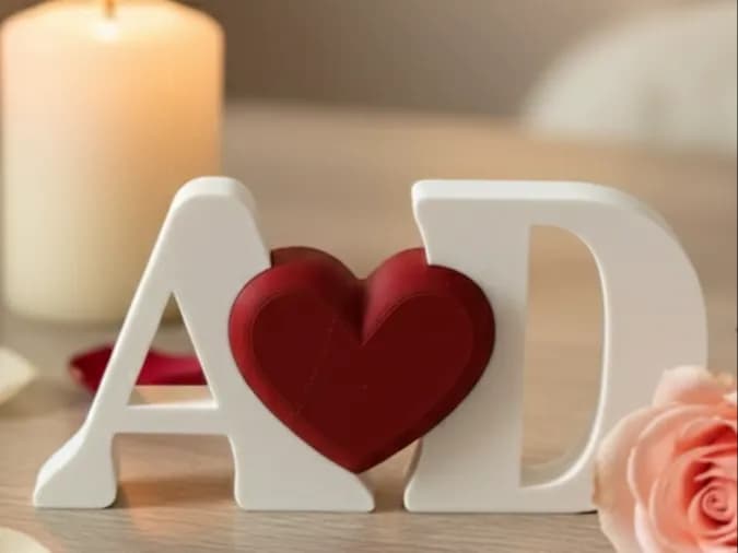 Letras Entrelaçadas Decorativas Românticas com Coração