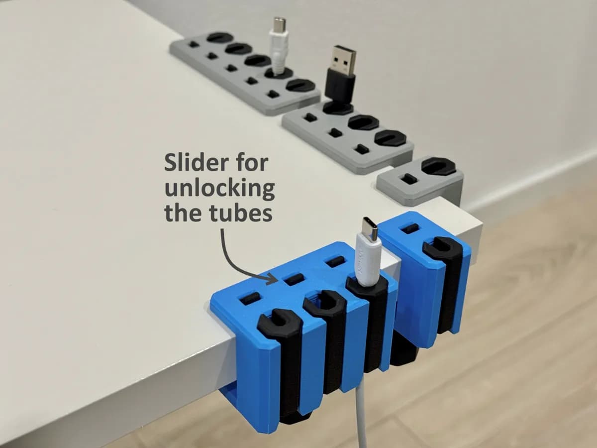 Desk cable holder / cable organizer with clamp
