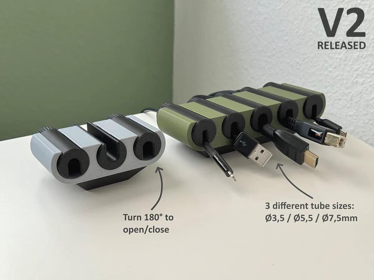 Desk cable management holder / cable organizer