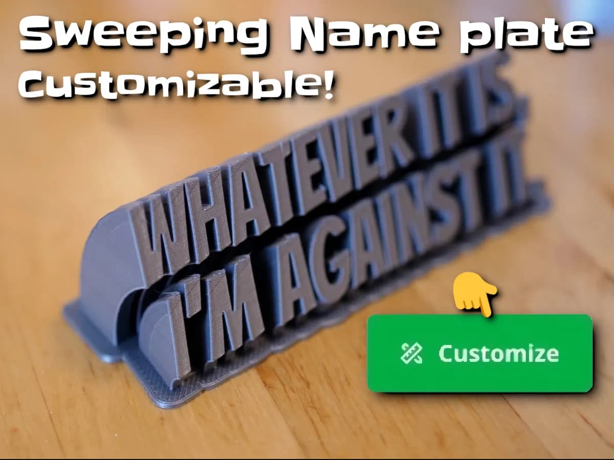 Sweeping 2-line name plate - customizable