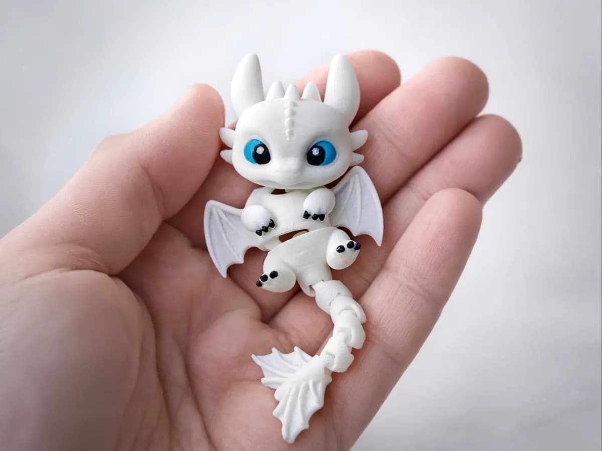 Articulated Light Fury Dragon Keychain
