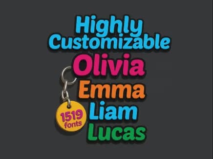Fully Customizable Name Keychain Font, Color & Tab