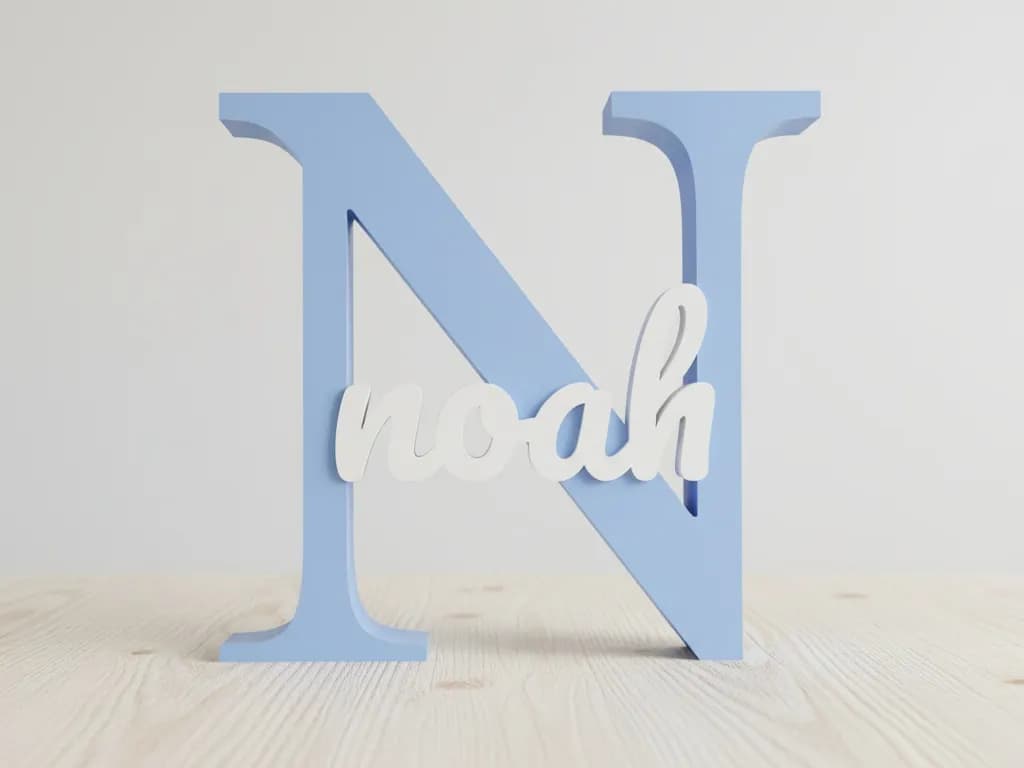 Letter with Name engraved in the base, parametric