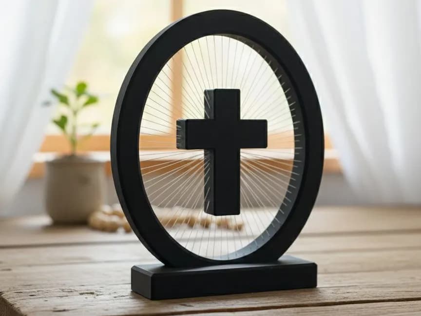 String Art Cross – modern decoration with thread effect