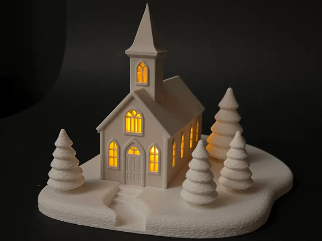 Tealight House with Winter Landscape