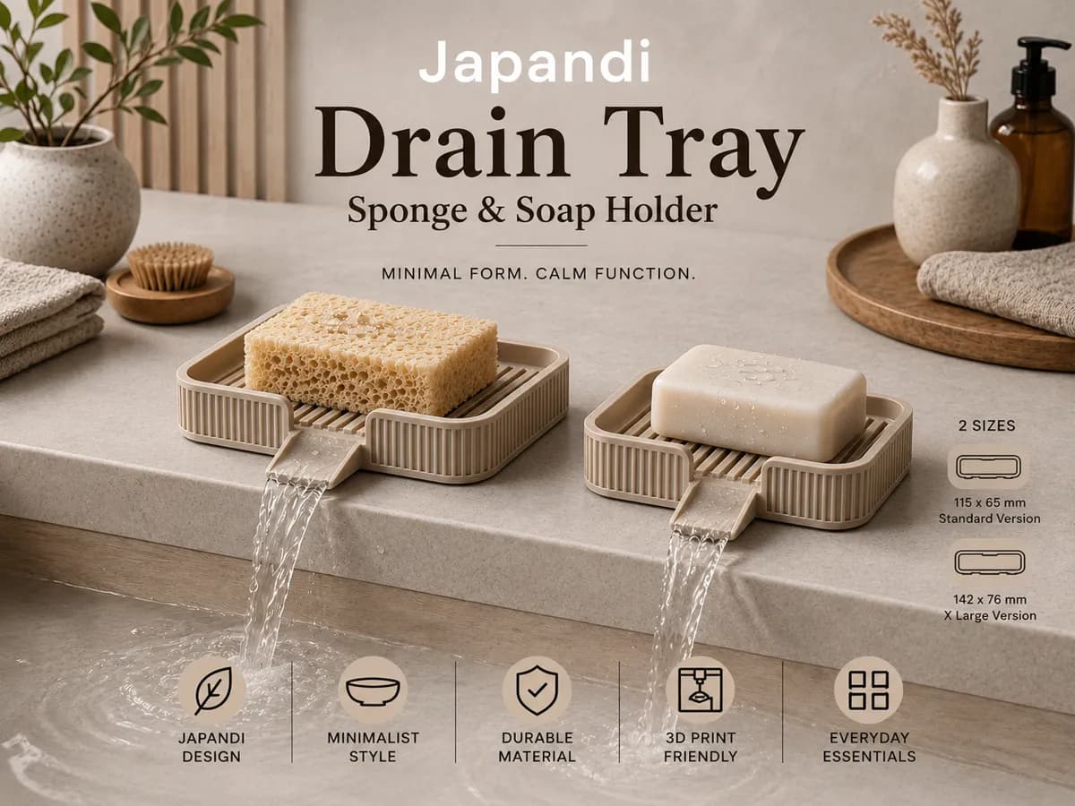 Japandi Drain Tray – Sponge & Soap Holder