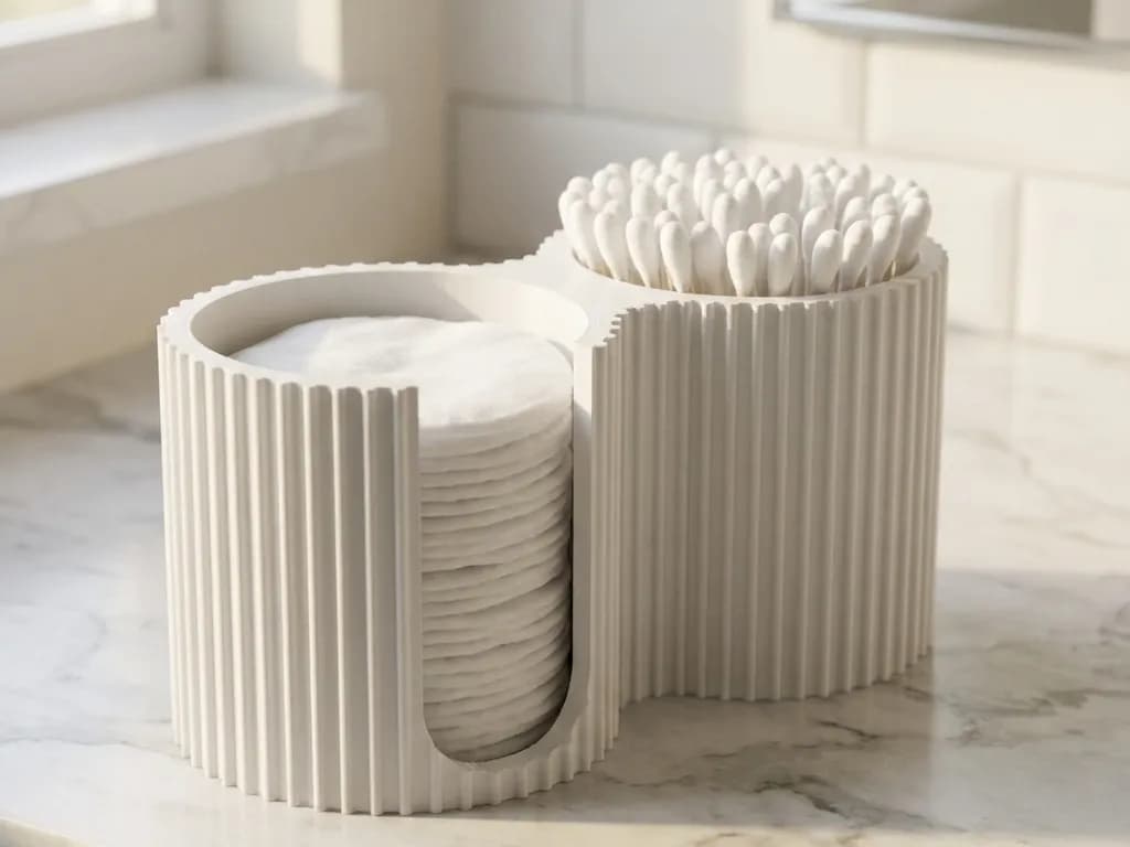 Pads & Swabs Holder Ribbed Bath Organizer