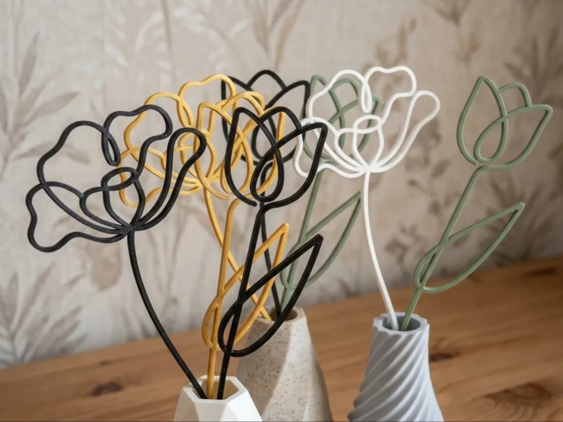 Minimalist Wire Flowers -  Vase Decor