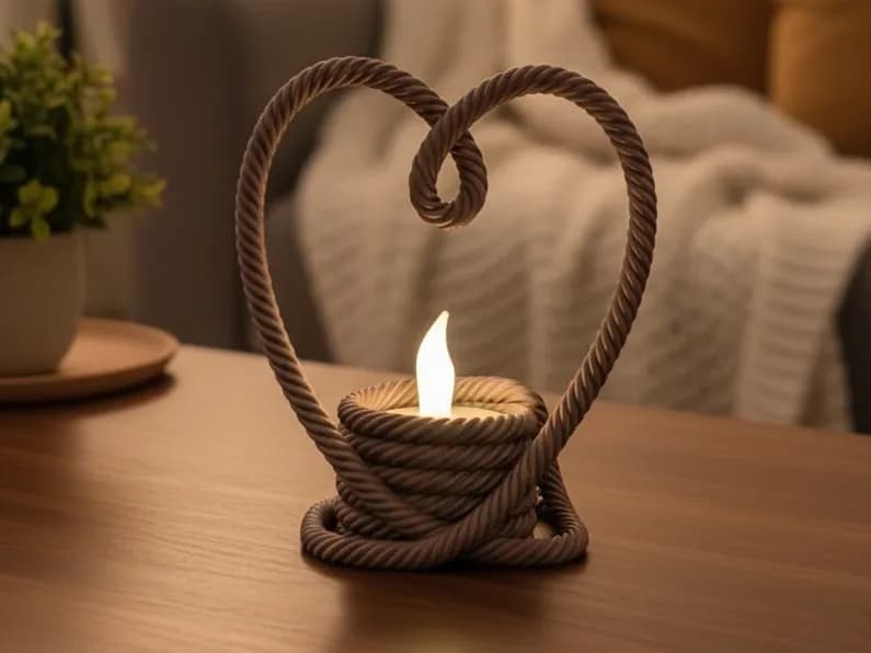 Porta-Vela LED Tealight Coração de Corda