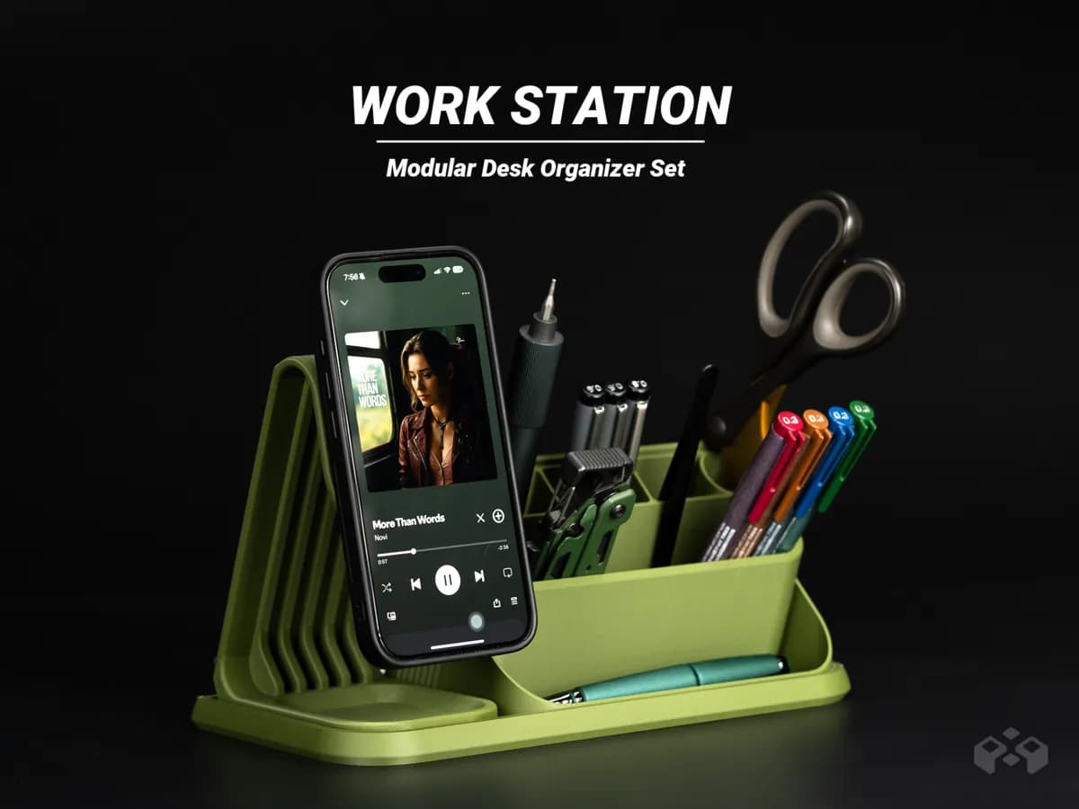 Modular Desk Organizer System|MagSafe Phone Stand